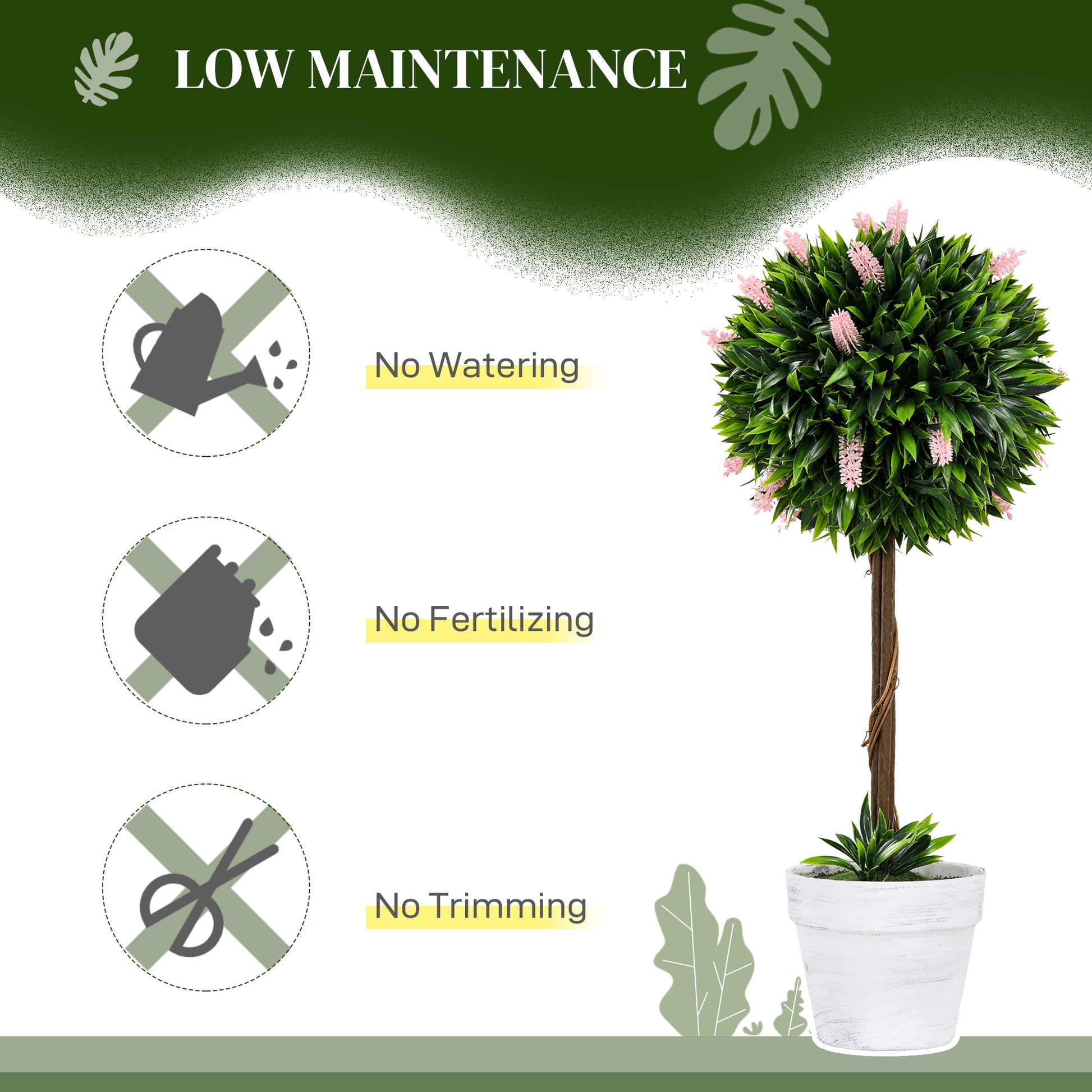 Set of 2 Decorative Artificial Plants Ball Trees with Flower
