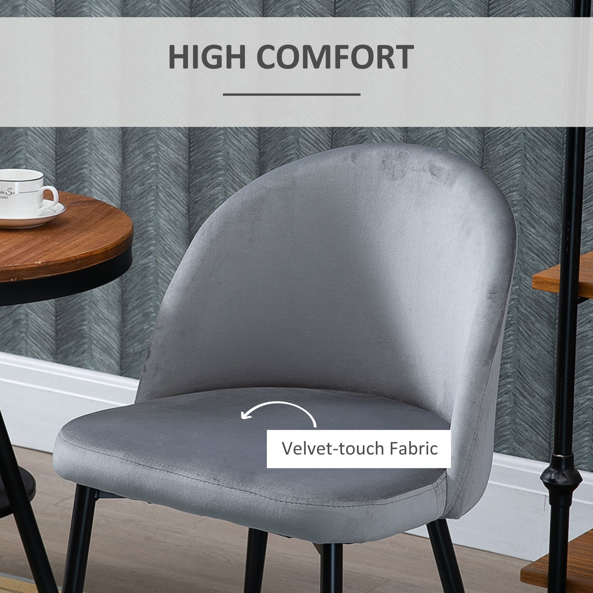 2 Pieces Modern Upholstered Fabric Bucket Seat Dining Chairs Living Room