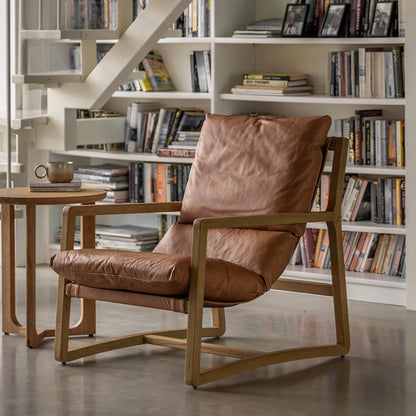 Burela Vintage Brown Leather Lounge Chair