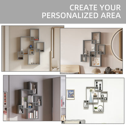 Wall Mounted Interlocking Cube Shelves, Display Wall Shelf for Living Room