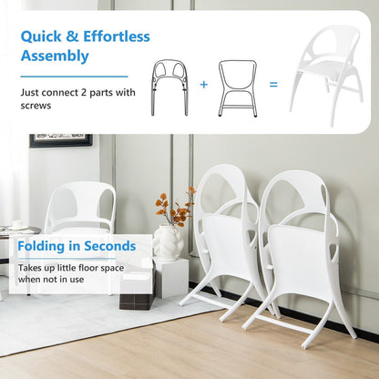 2Pcs Folding Dining Chair Modern Plastic Dining Armchairs Portable Guest Chair