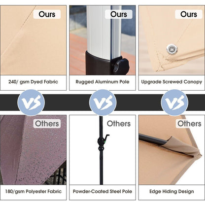 3M Cantilever Garden Parasol with Tilted Design and 360° Rotation