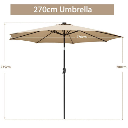 Costway 270Cm Patio Umbrella Cantilever Umbrella Canopy Market Table Umbrella