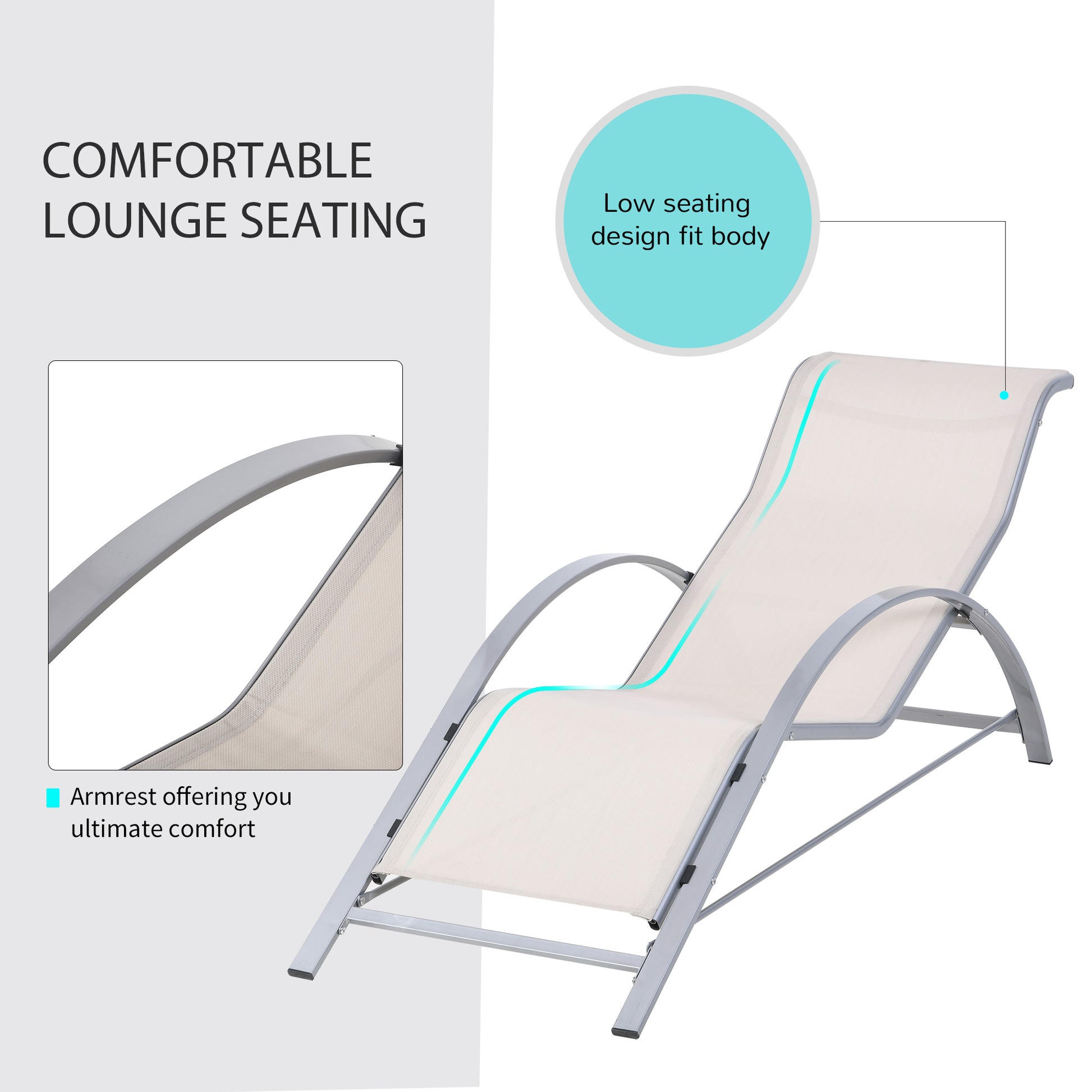 3 Pieces Lounge Chair Set Garden Recliner Chair with Coffee Table for Patio