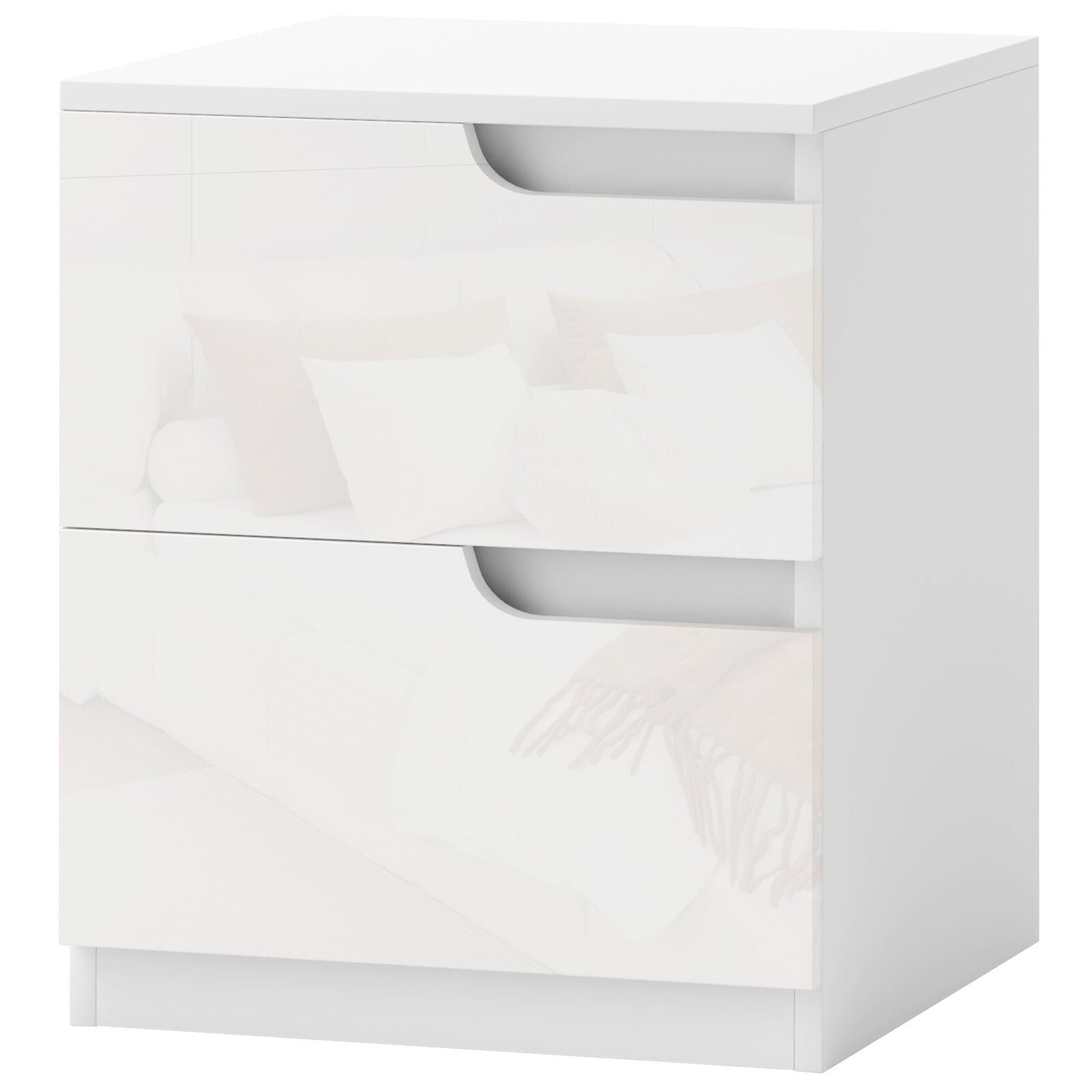 Modern Bedside Table with 2 Drawers for Bedroom, Living Room, White