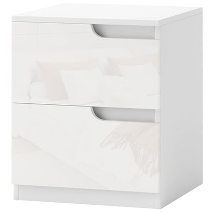 Modern Bedside Table with 2 Drawers for Bedroom, Living Room, White
