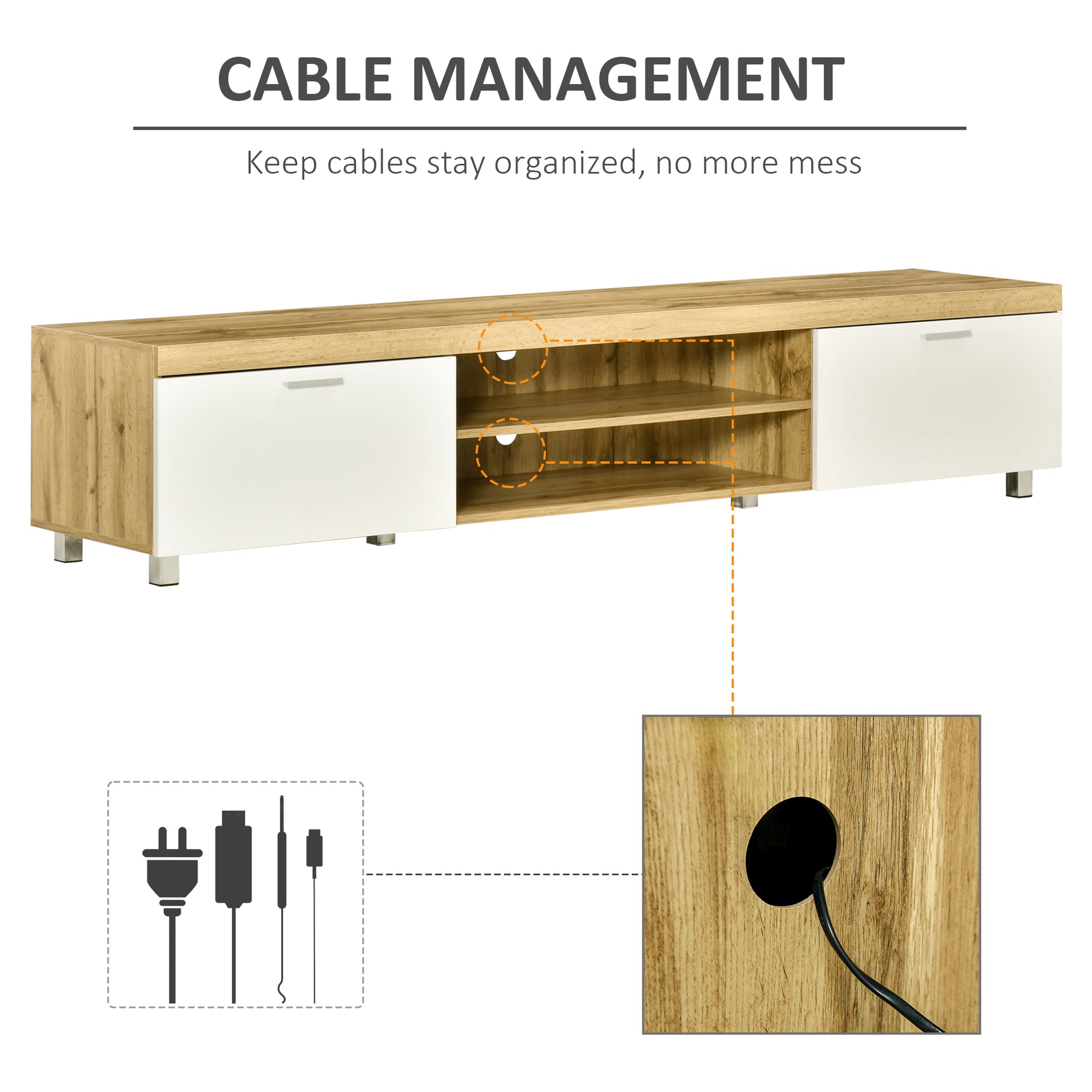 Modern Unit for TV W/ Cabinet Shelf for Living Room