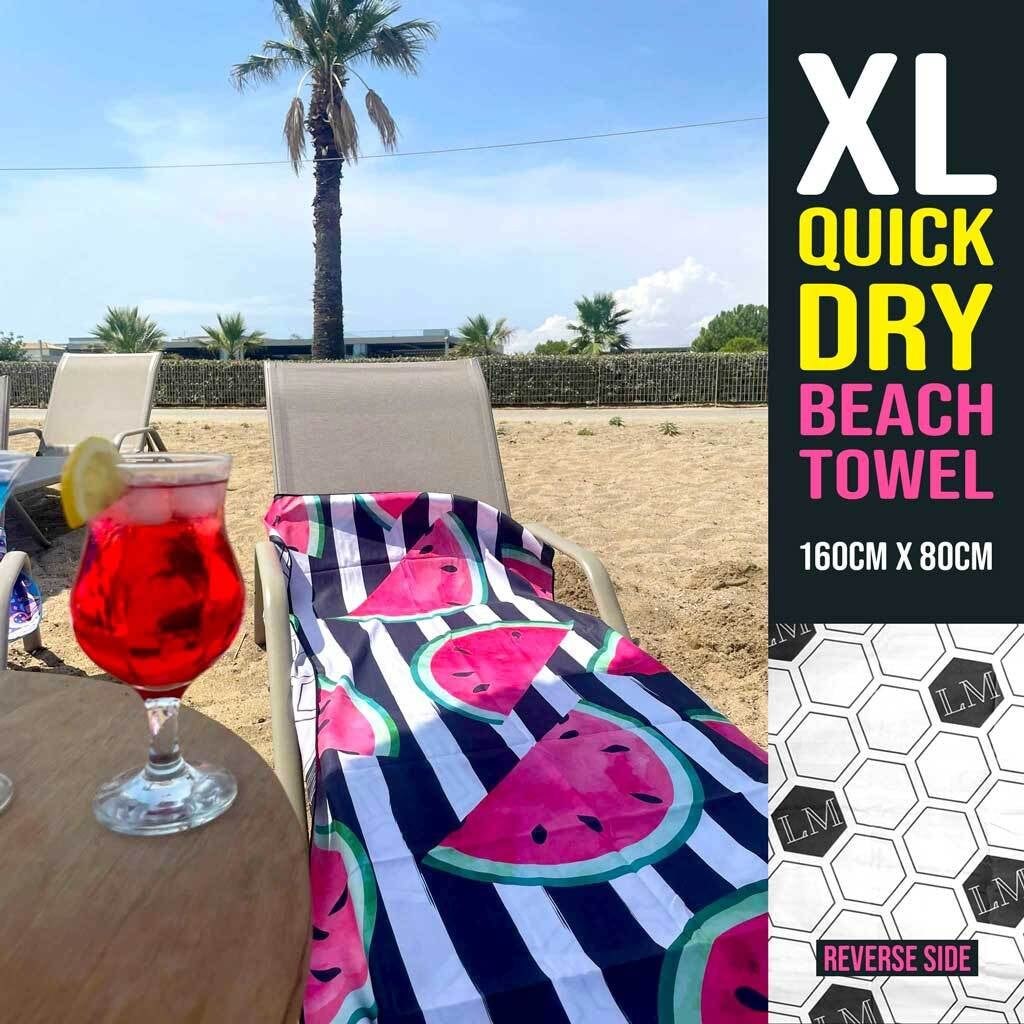 Large Beach Towel Microfibre with Bag - Quick Dry Sand Free Swimming Towels