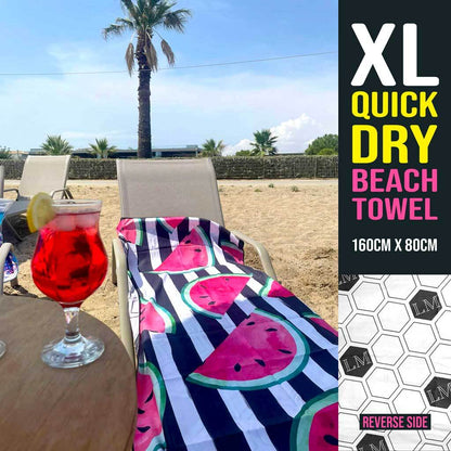 Large Beach Towel Microfibre with Bag - Quick Dry Sand Free Swimming Towels