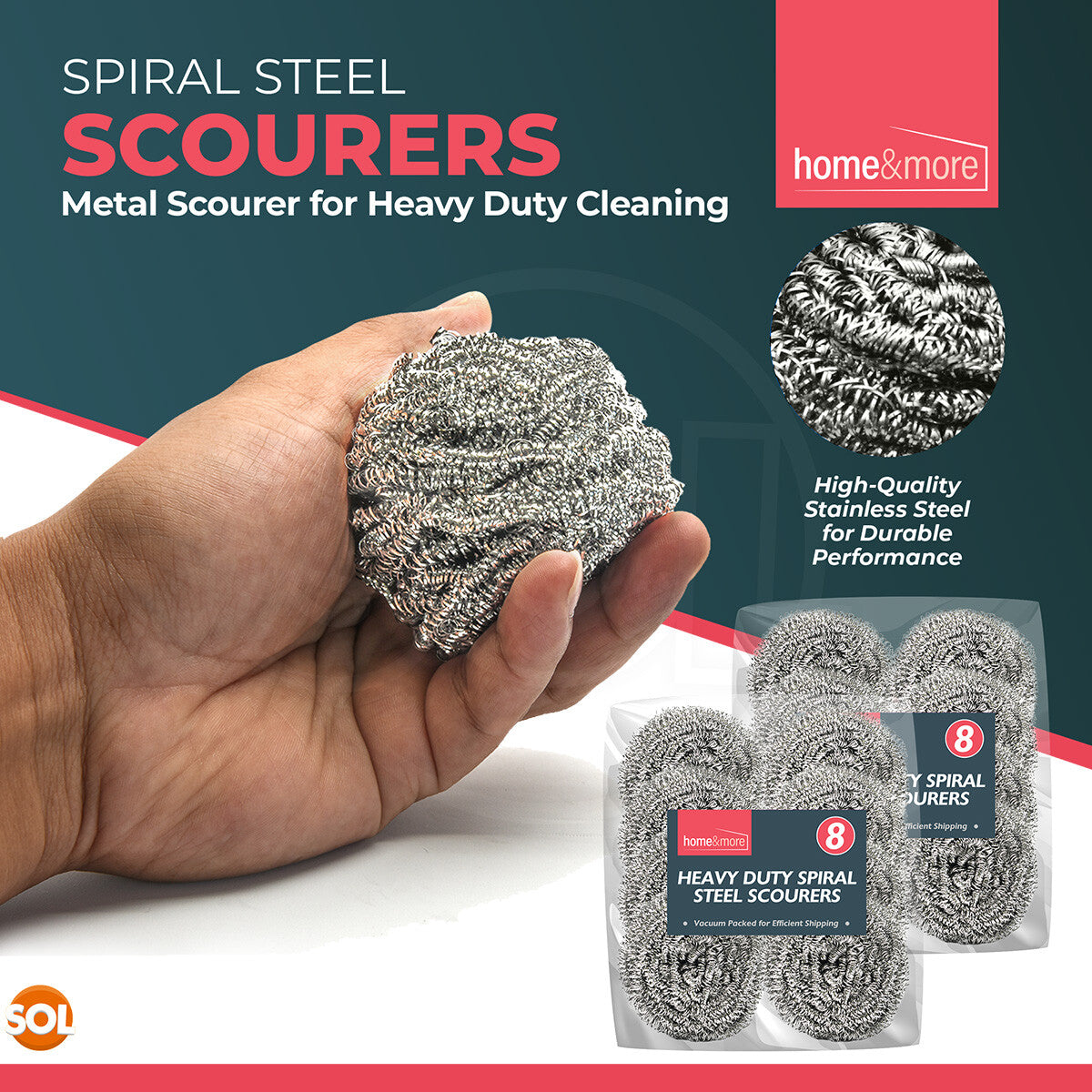 16-32 Stainless Steel Scourers Heavy Duty Kitchen Wire Pan Pads Washing Cleaning