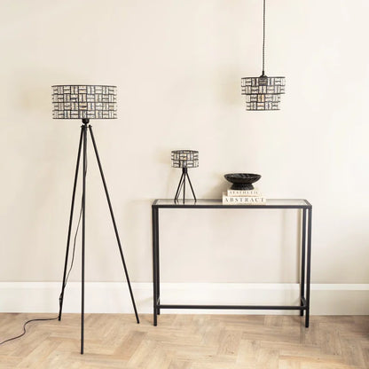 Akito Pair of Acrylic Jewel Two Tier Shade Black Tripod Table Lamps