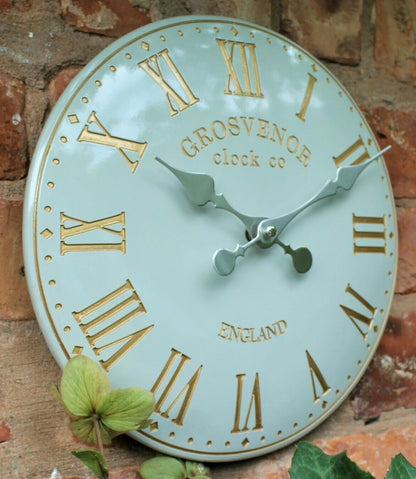 Wall Clock Grey Garden Indoor Outdoor Hand Painted Church Clock Roman 38Cm
