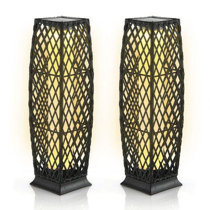 2 Pieces Outdoor Solar-Powered Floor Lamp Set