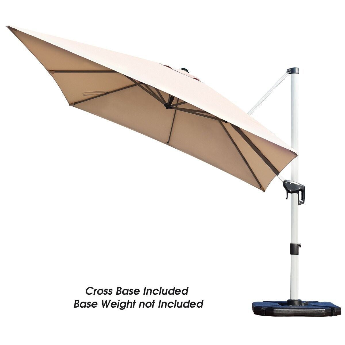 3M Cantilever Garden Parasol with Tilted Design and 360° Rotation