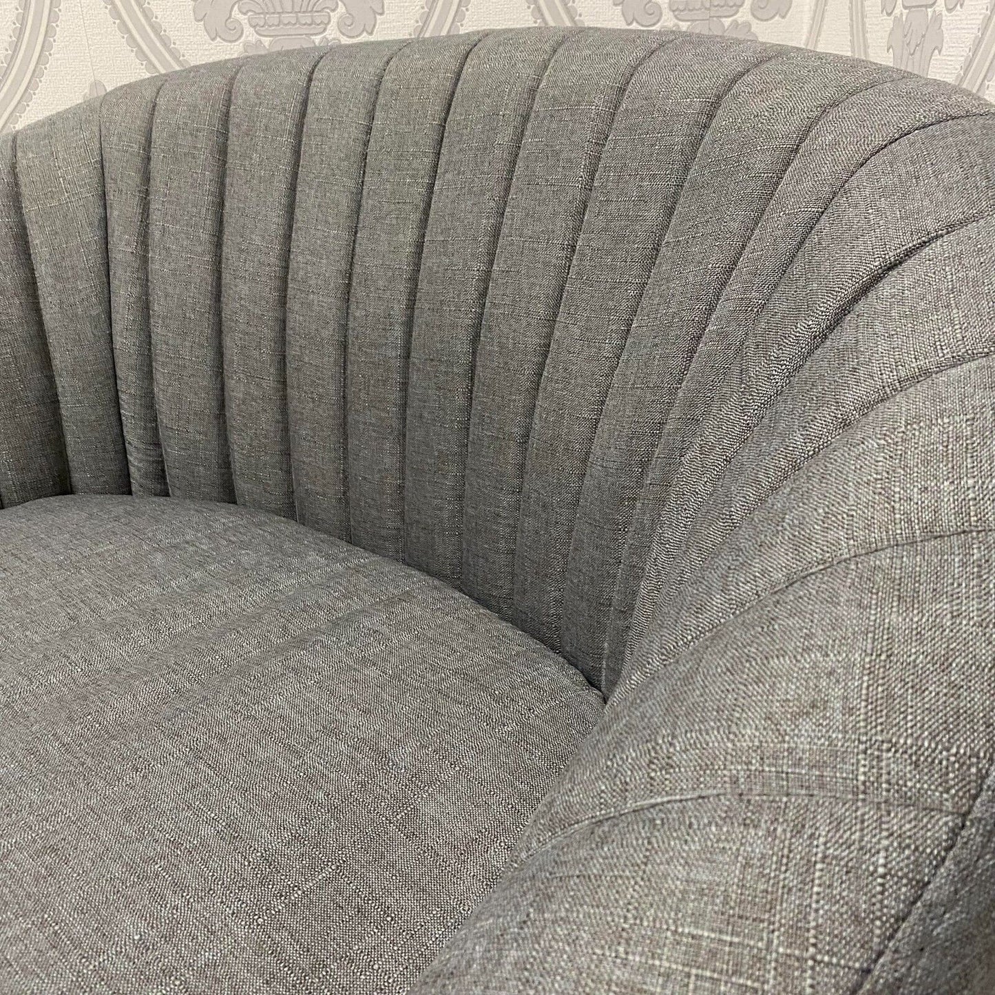 Durable Grey Linen Tub Swivel Dining Chair with Padded Seat for Bedroom, Office