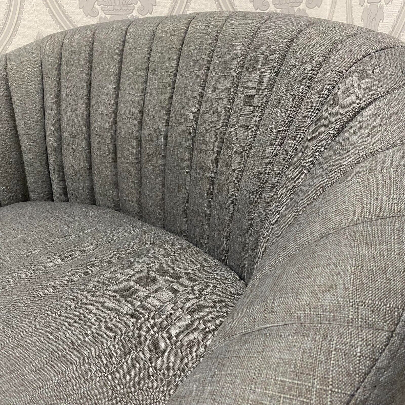 Durable Grey Linen Tub Swivel Dining Chair with Padded Seat for Bedroom, Office