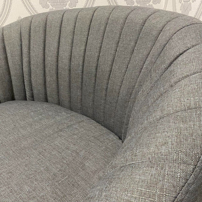 Durable Grey Linen Tub Swivel Dining Chair with Padded Seat for Bedroom, Office