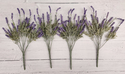 Artificial Lavender Flowers in Bundles Fake Silk Faux Lavender Plant Wooden Pots