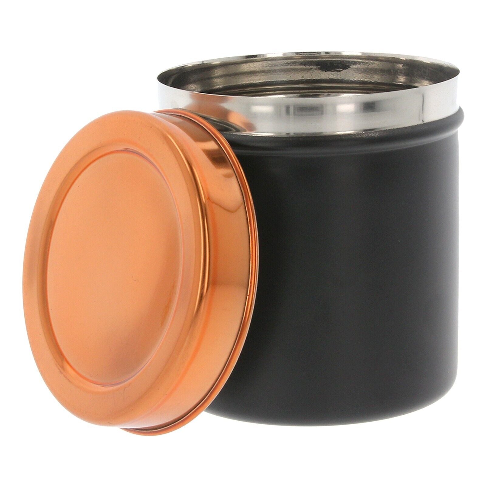 Tea Coffee Sugar Canisters Black Copper Set of 3 Kitchen Storage Jars Pots Metal