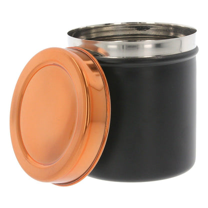 Tea Coffee Sugar Canisters Black Copper Set of 3 Kitchen Storage Jars Pots Metal
