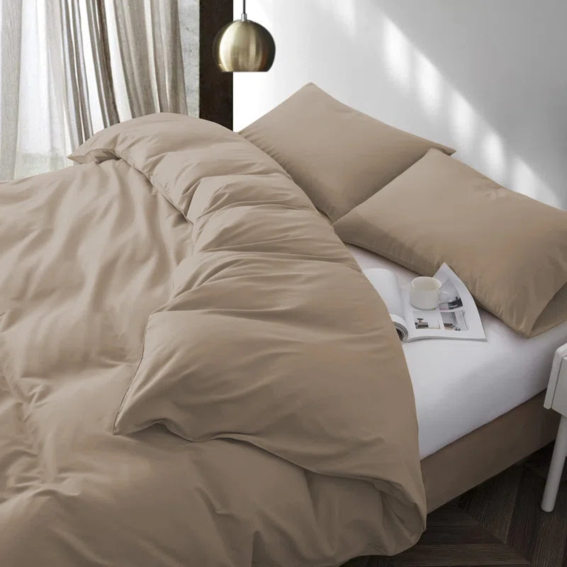 Rienk Super Soft 250 TC Microfibre Reversible Plain Duvet Cover Set with Pillow Cases