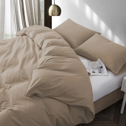 Rienk Super Soft 250 TC Microfibre Reversible Plain Duvet Cover Set with Pillow Cases