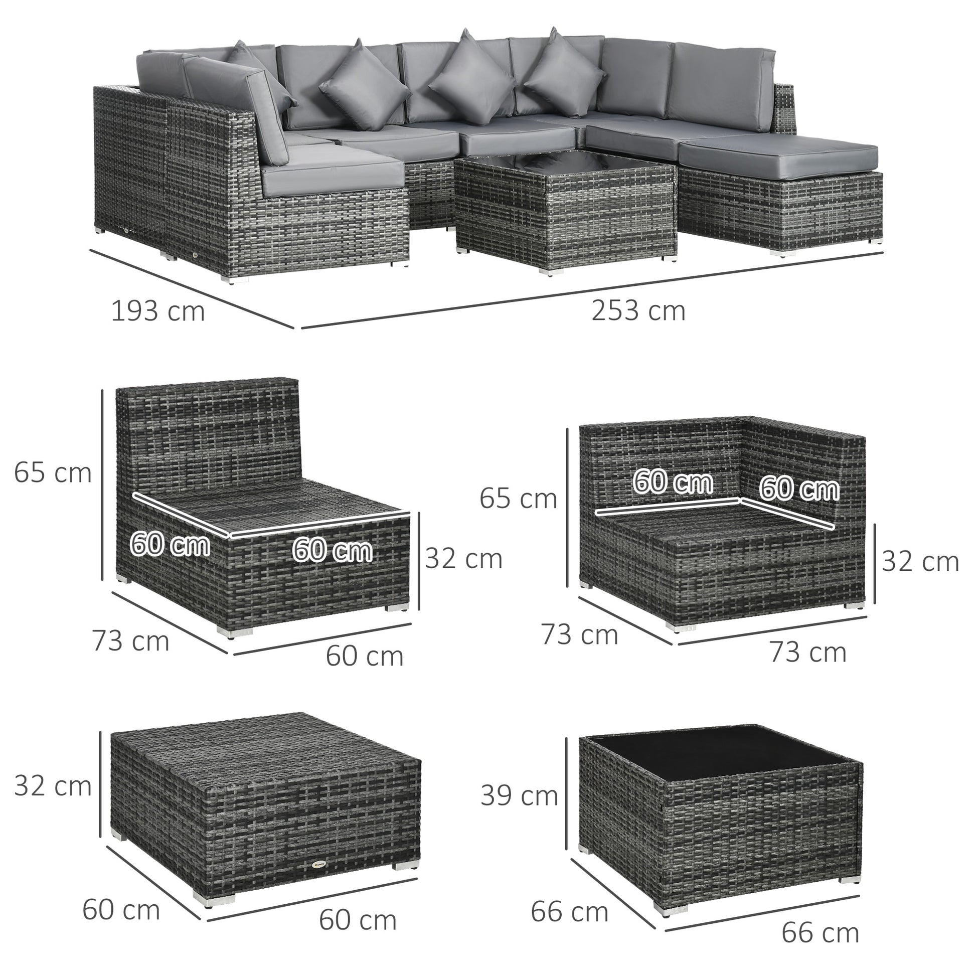 Rattan Outdoor Garden Furniture Patio Corner Sofa Set with Cushions