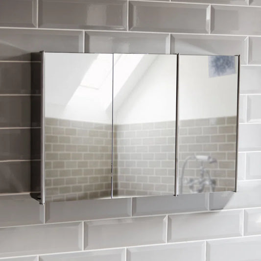 Carthage Bathroom Triple 680Mm X 450Mm Surface Mount Mirror Cabinet