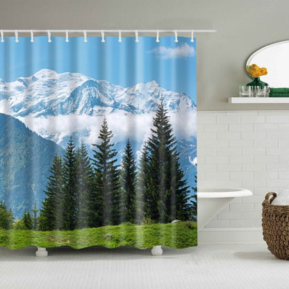 New Waterproof Polyester Fabric Bathroom Shower Curtain Sheer Panel 12 Hooks