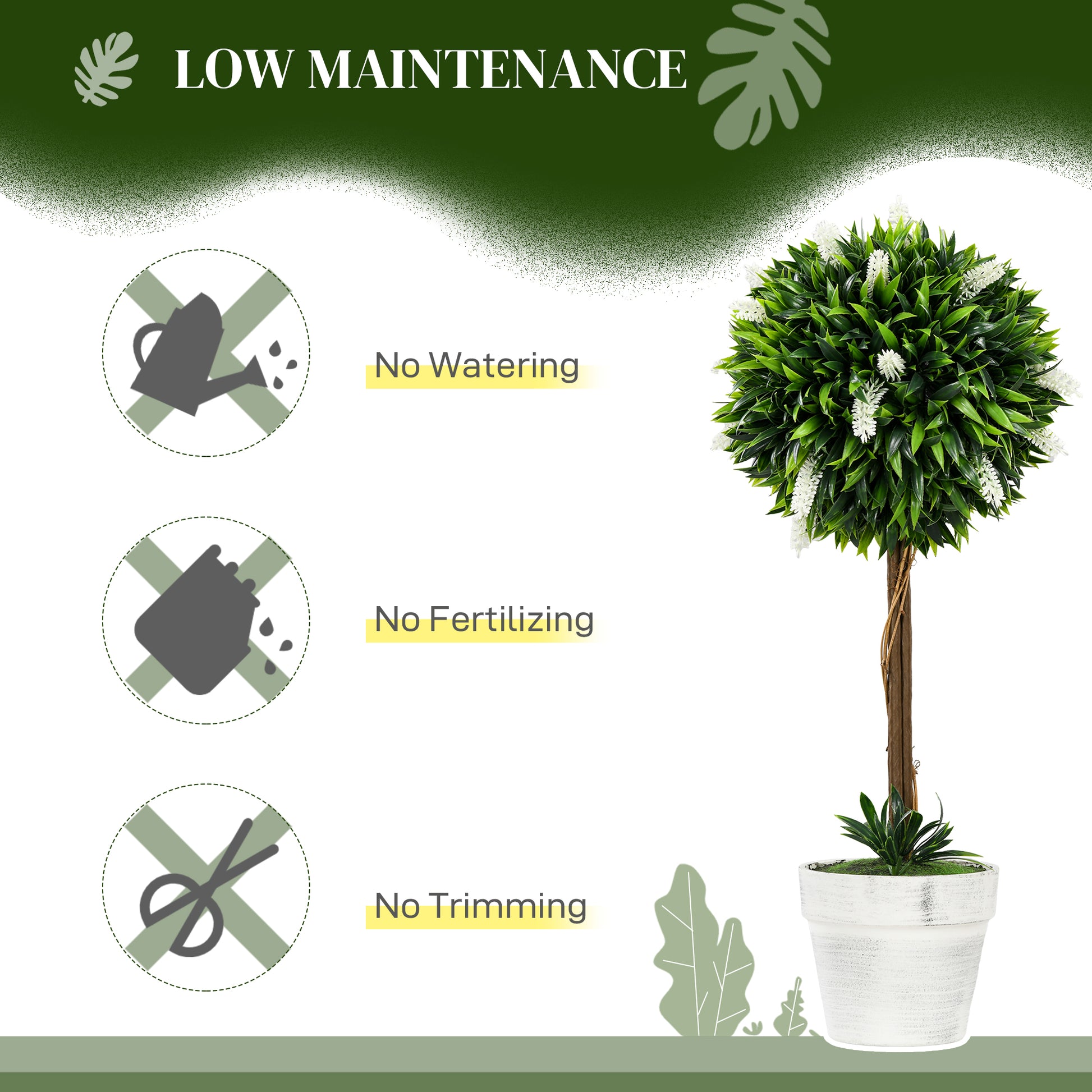 Set of 2 Decorative Artificial Plants Ball Trees with Flower