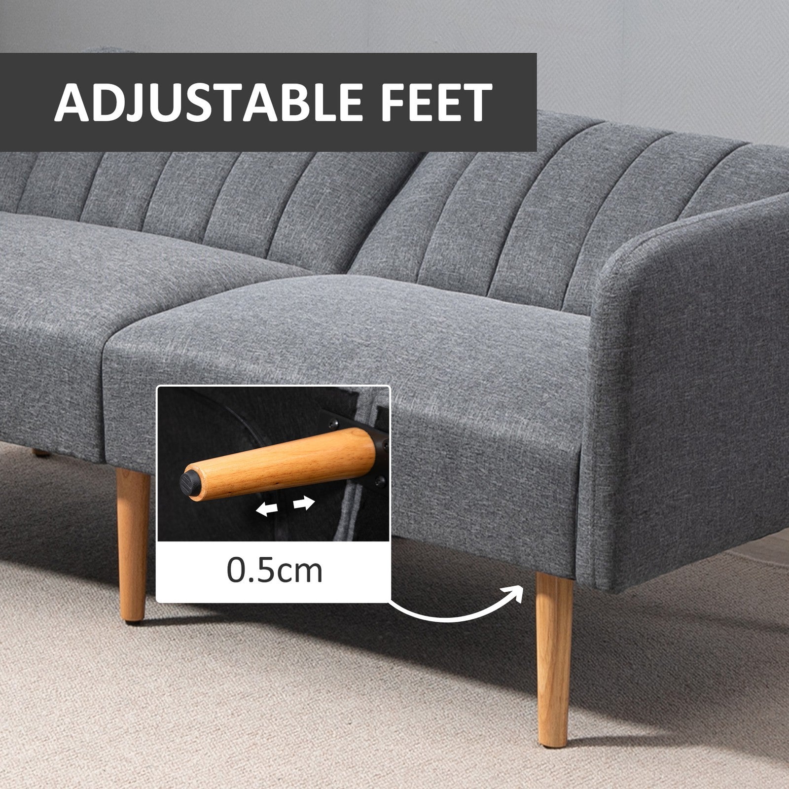 HOMCOM 3 Seater Sofa Bed W/ Adjustable Backrest for Living Room, Guest Room