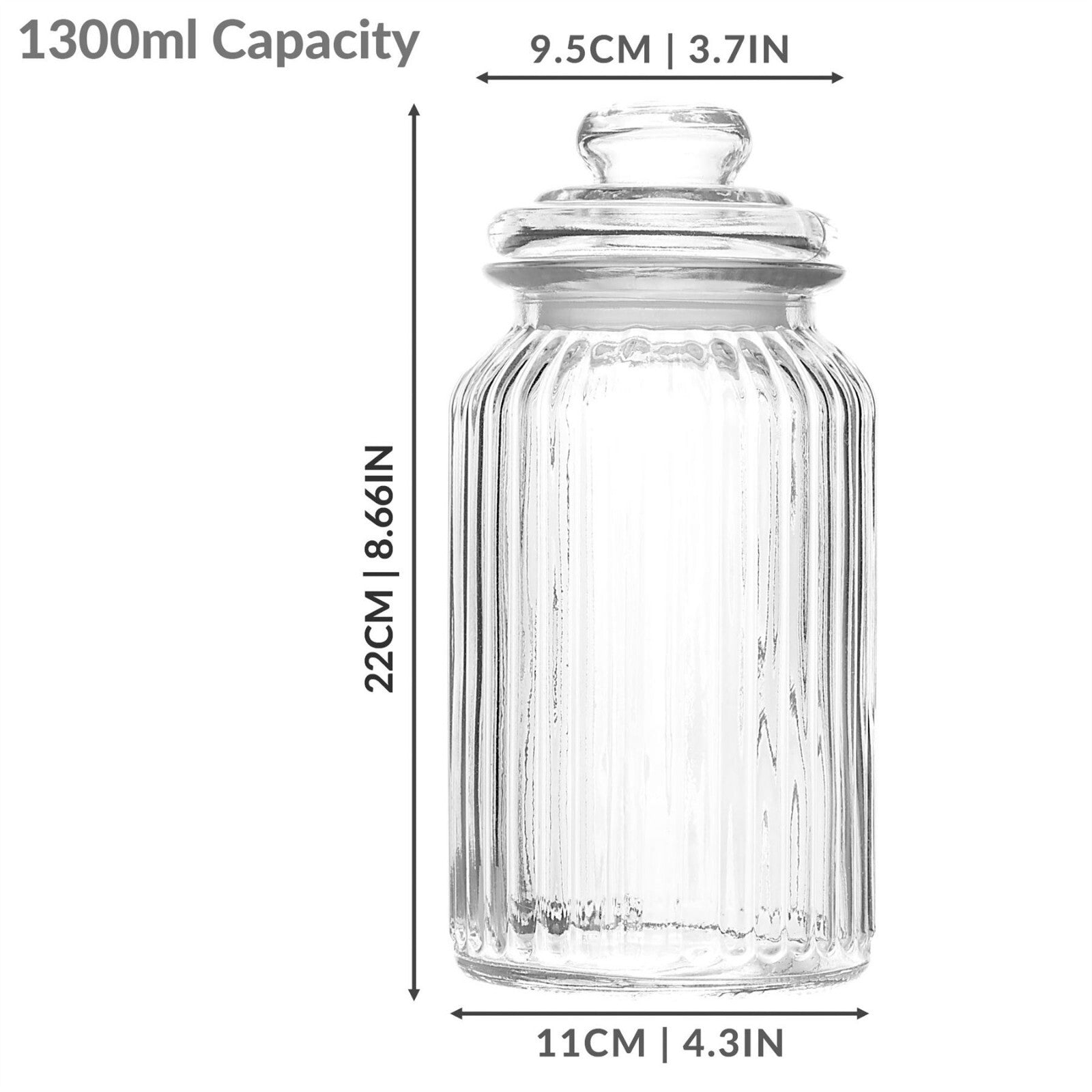 Vintage Airtight Glass Jars 1300Ml - Set of 3 Traditional Sweet Jar Storage| M&W