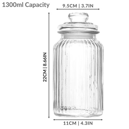 Vintage Airtight Glass Jars 1300Ml - Set of 3 Traditional Sweet Jar Storage| M&W