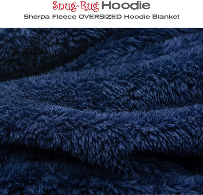 Snugrug Oversized Long Hooded Adult Sherpa Big Fleece Blanket Hoodie Sweatshirt